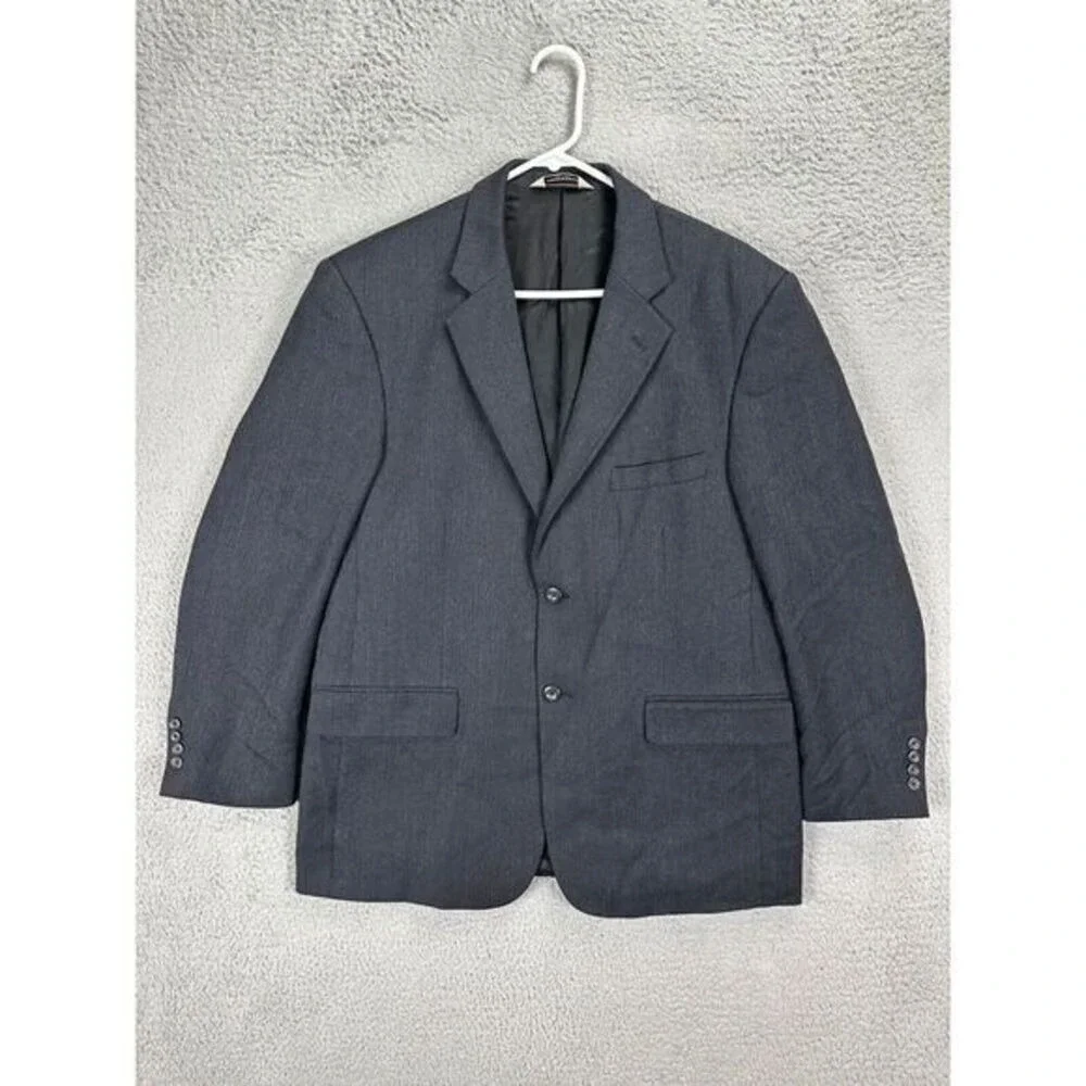 Pronto Uomo Blazer Adult 42S Grey 100% Lambswool Tuxedo 2-Button Suit Coat Mens
